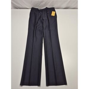 Galante Dress Pants Mens 36x36 Black Wool Flat Front Straight Unhemmed Italy NWT